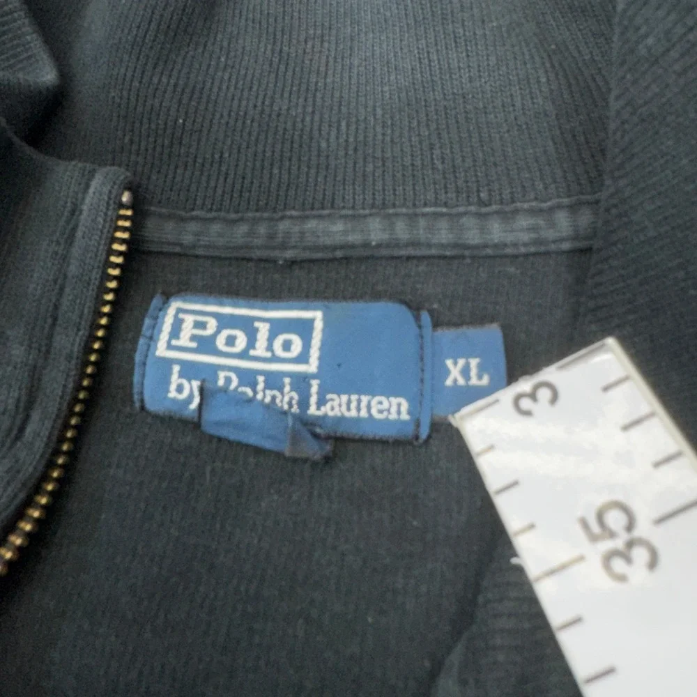 Polo‎ Ralph Lauren Sweater Jacket Mens XL Black Sweater Pony Ribbed Knit
